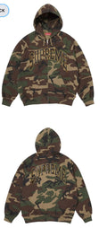 SUPREME CRACKED RAGLAN ZIP UP SWEATSHIRT CAMO