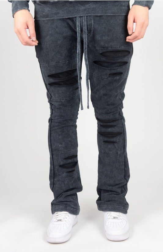 RIPPED STACKED PANTS (4 COLORS)