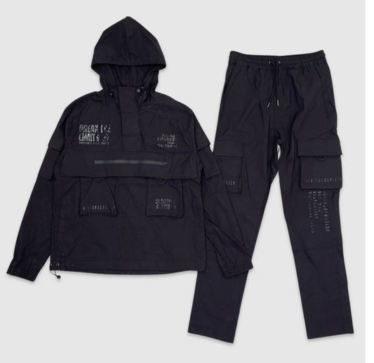 WIND BREAKER SETS BLACK/KHAKI/WHITE