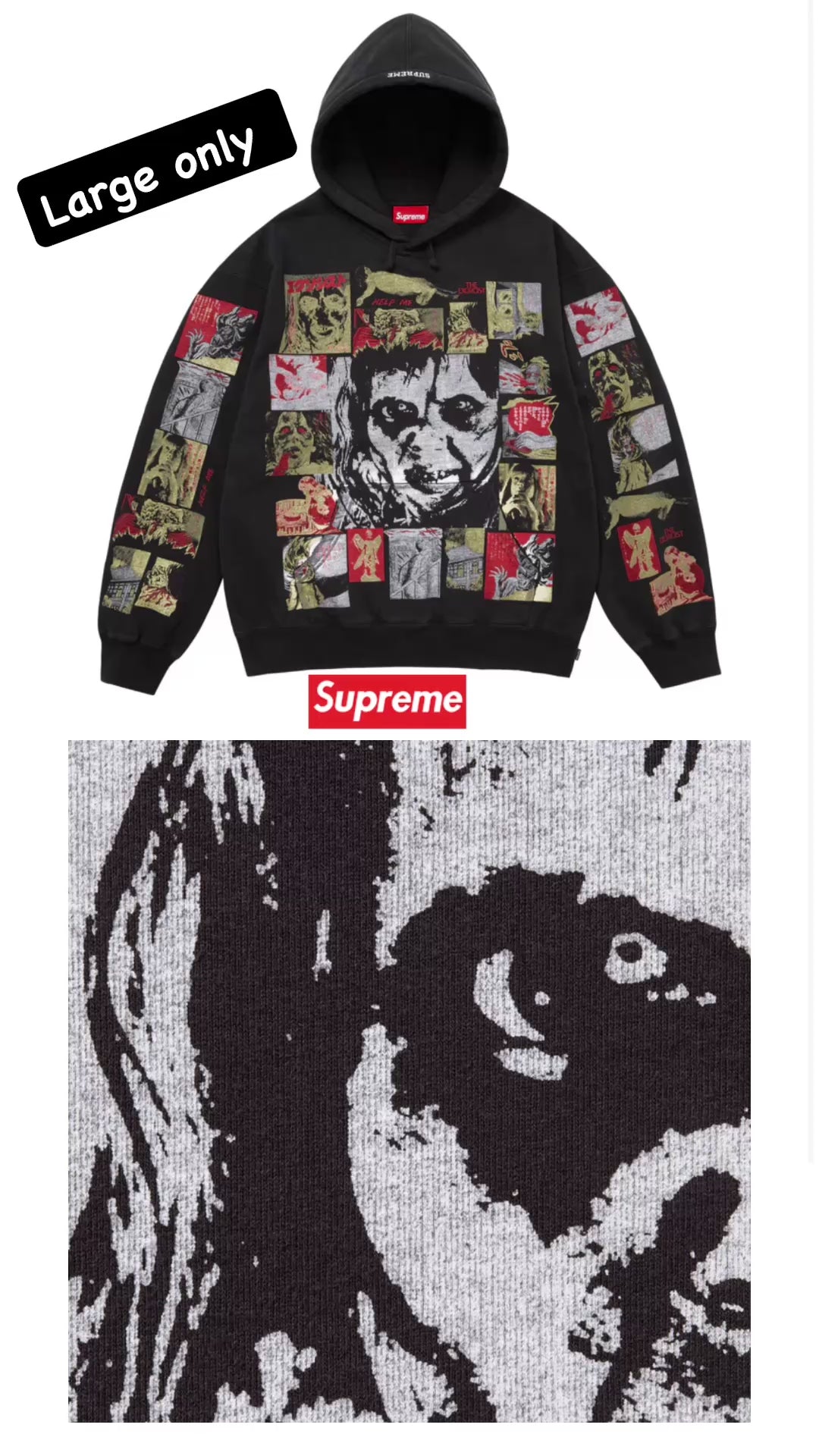 SUPREME HOODED SWEATSHIRT BLACK